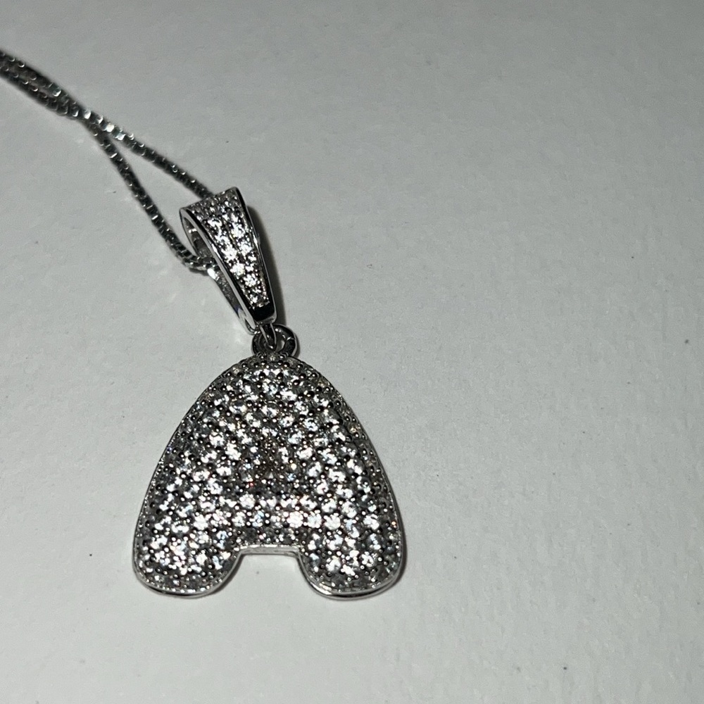 EP JEWELS SILVER BUBBLE LETTER A CZ NECKLACE NEW WITH BOX